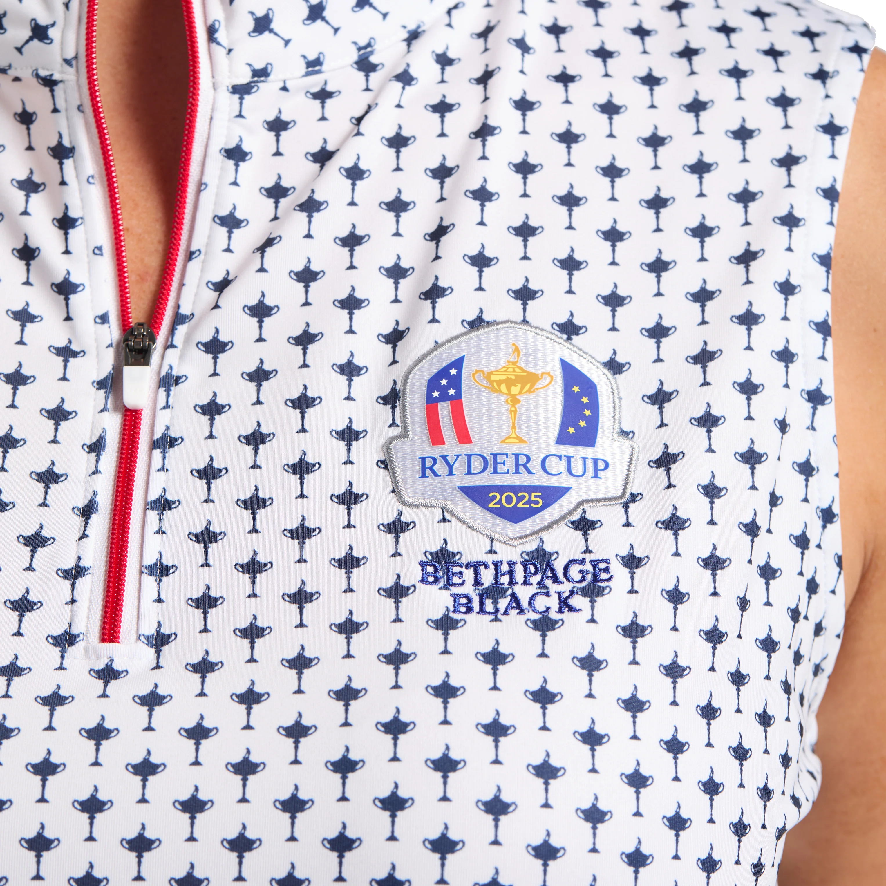 FootJoy 2025 Ryder Cup Women's Sleeveless Polo in White and Navy - Image 3